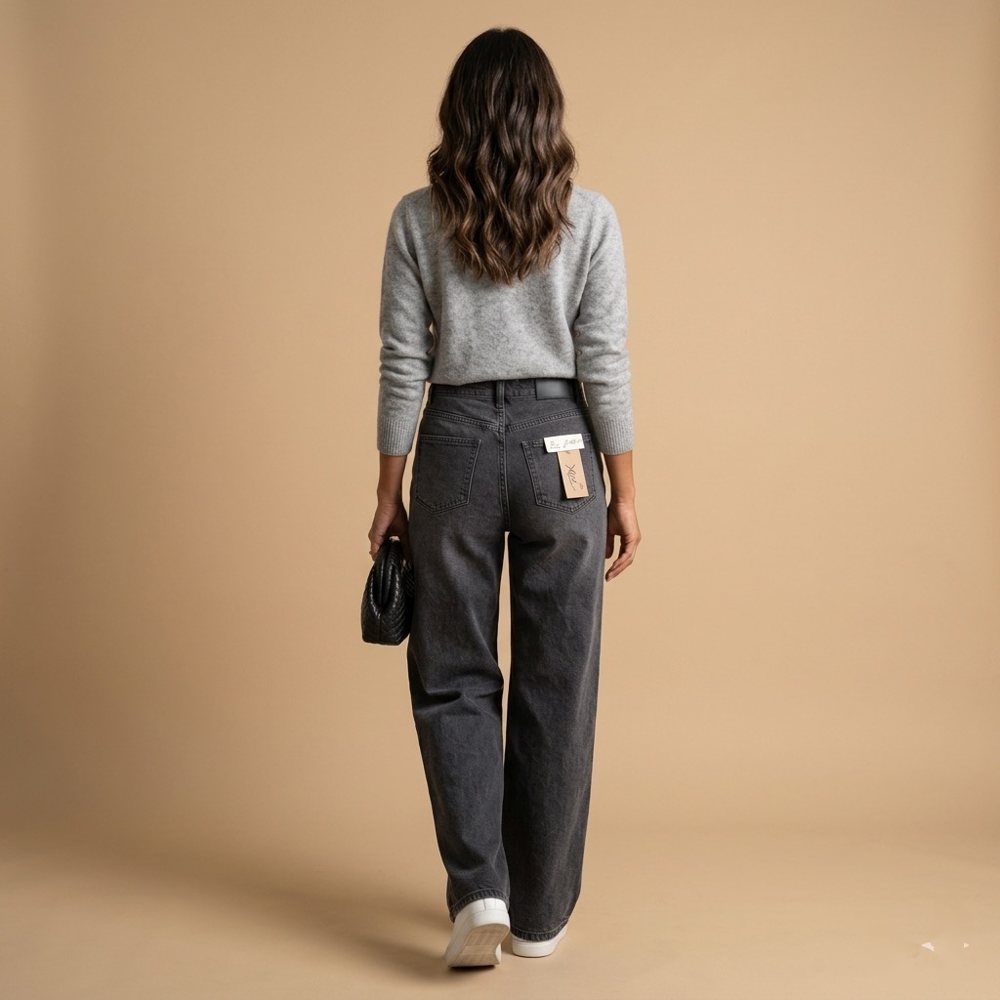 Wide Leg Jeans — Black view 3