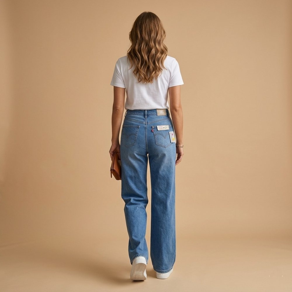 Wide Leg Jeans — Mid Blue view 3