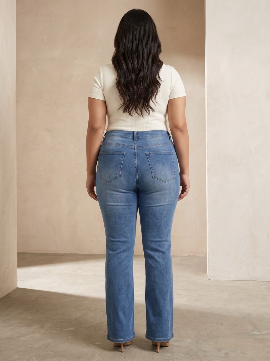 XYLA Women’s High-Rise Medium Blue Washed Bootcut Jeans view 3
