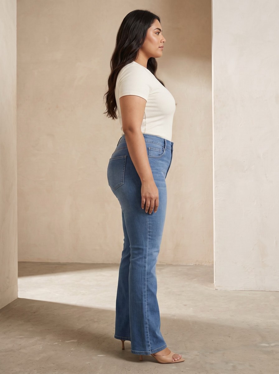 XYLA Women’s High-Rise Medium Blue Washed Bootcut Jeans view 4