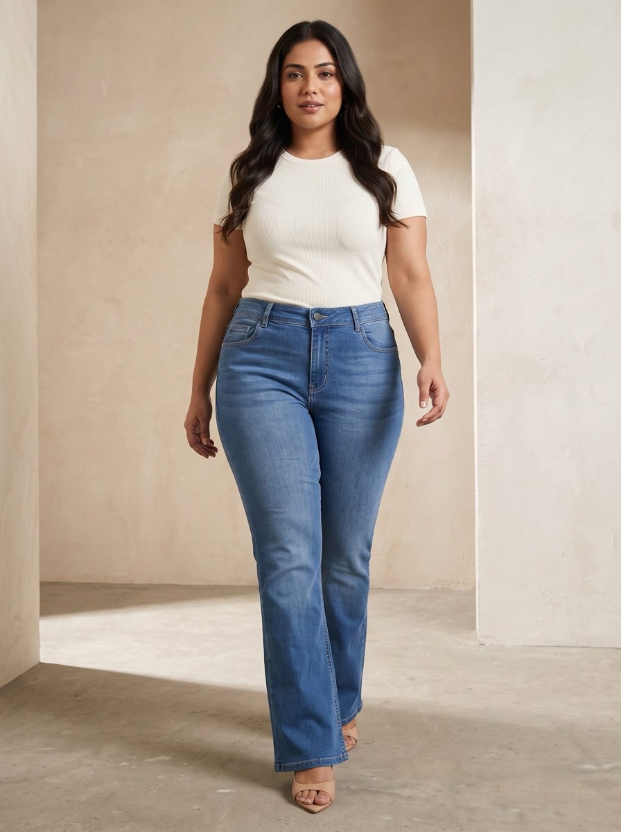 XYLA Women’s High-Rise Medium Blue Washed Bootcut Jeans