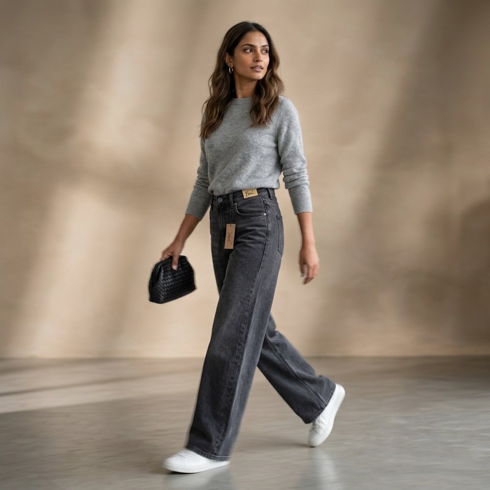 Wide Leg Jeans — Black
