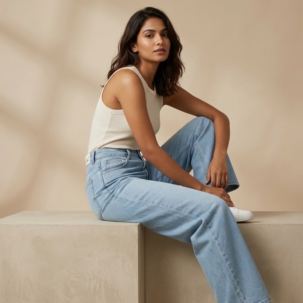 Wide Leg Jeans — Ice